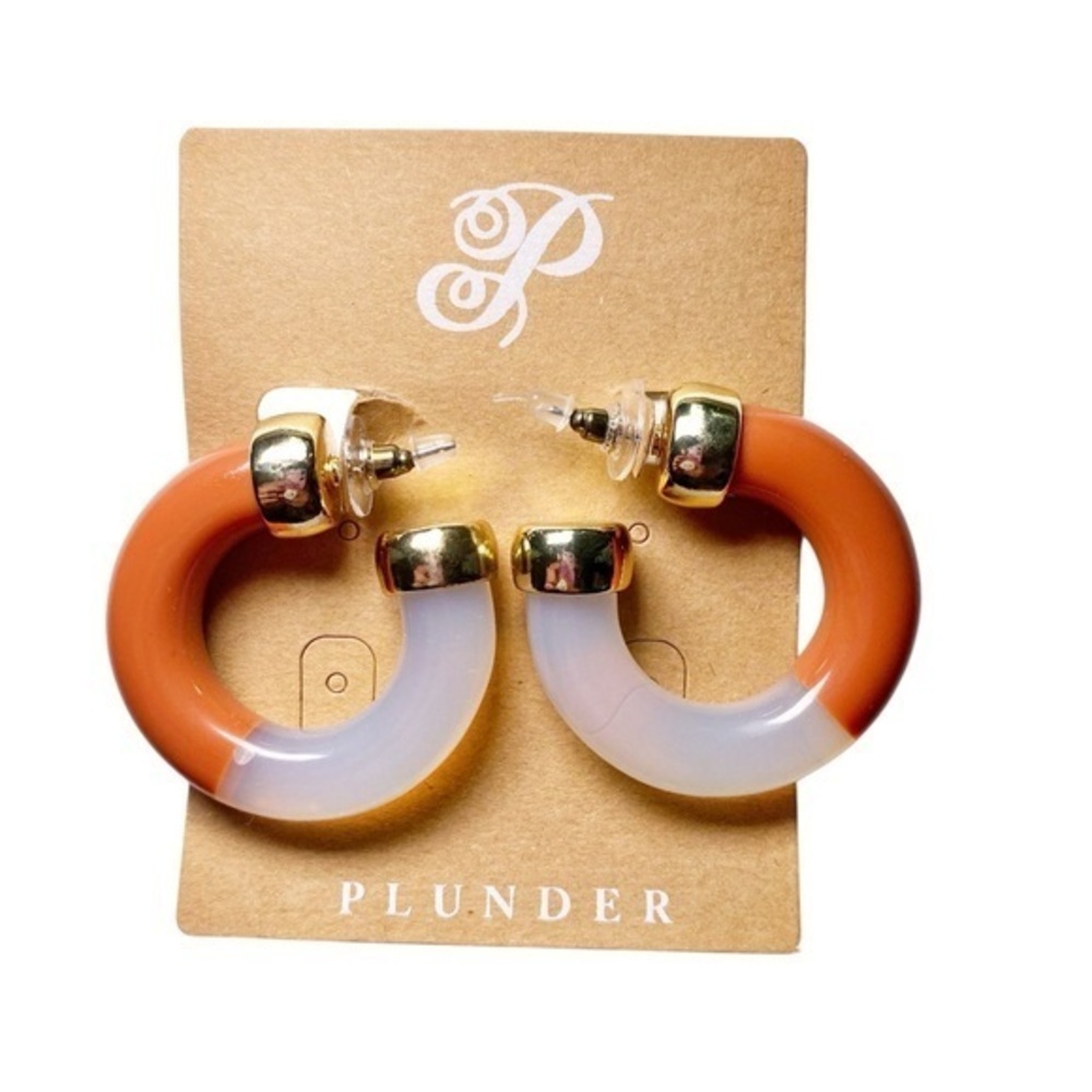 Plunder Gold and Orange Hoop Earrings
